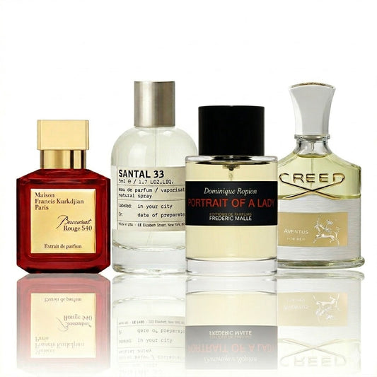 Set mit 4 Parfums | Baccarat Rouge 540, Santal 33, Portrait of a Lady, Aventus for Her